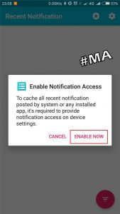 Enable Now Aplikasi Recent Notification